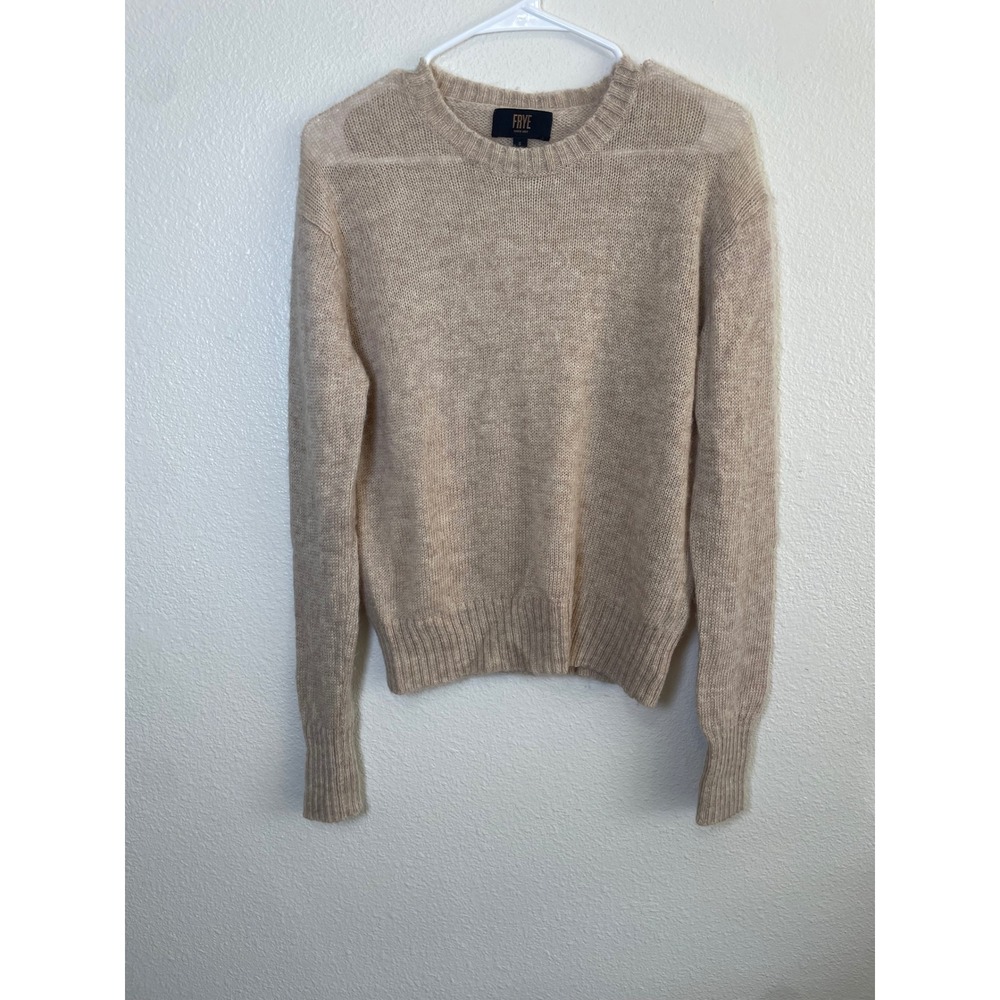 Frye Shetland Wool Sweater Womens S Oatmeal Beige Excellent Crewneck Pullover